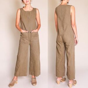 ILANA KOHN Geneva Jumpsuit in Umber Size S Sleeveless Front Zip Tan Pantsuit